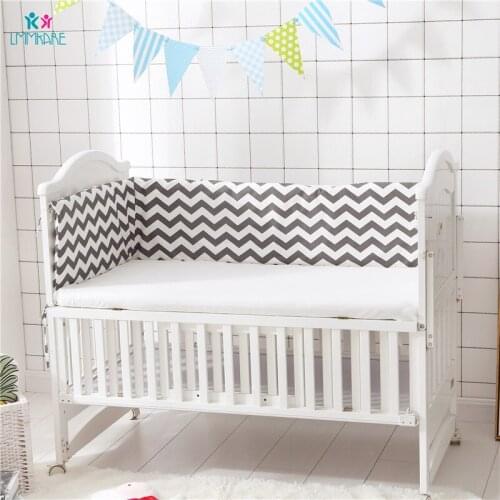 Grey Cotton Breathable Newborn Baby Bed Crib Bumpers Detachable Zipper Baby Crib Bumper Cot Infant Bedding for Boys and Grils