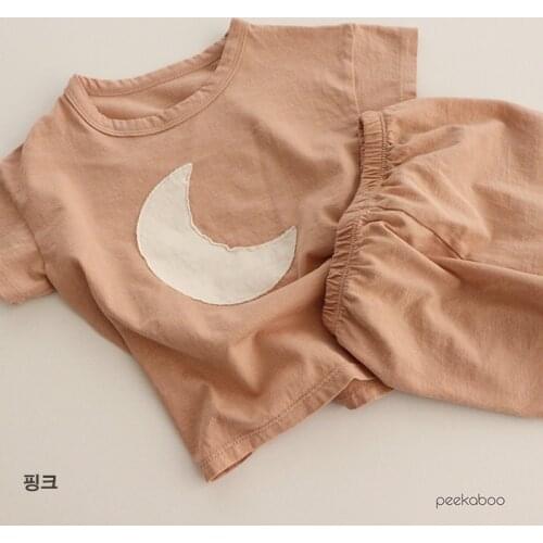 Childrens clothing Korea childrens home clothes pajamas set embroidery simple and clean boys clothes