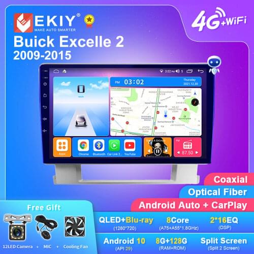 EKIY Blu-ray IPS 6+128 Android 10 Car Radio Player For Buick Excelle 2 2009-2015 Multimedia GPS Navigation Auto Stereo 4G LTE FM