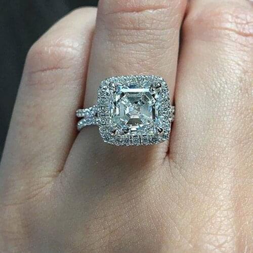 Huitan White Cubic Zirconia Rings for Women Bling Bling Silver Color Wedding Ring Anniversary Gifts Luxury Engagement Jewelry