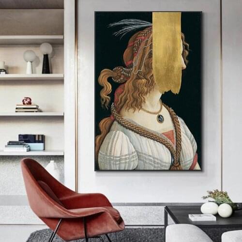 Famous Portrait Painting A Young Woman By Sandro Botticelli Wall Art Pictures Canvas Prints for Living Room Home Decor Cuadros