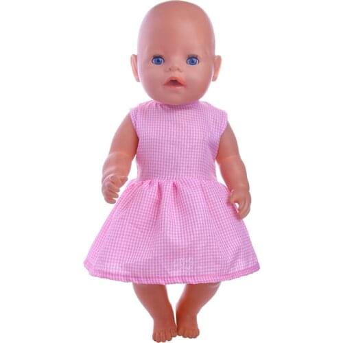 Doll Pink Dress For 18 Inch American Doll & 43 Cm Baby Doll For Our Generation Girl`s Toy