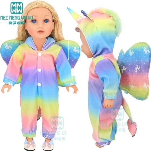 Doll clothes for 43-45cm toy new born doll and american doll Cartoon jumpsuit, Dress with wings