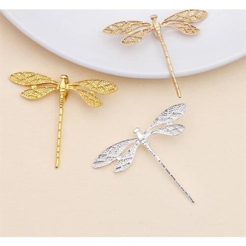 10pcs 36x43mm silver Color Brass Dragonfly Charms Pendants Jewelry Making Supplies DIY Findings Accessories