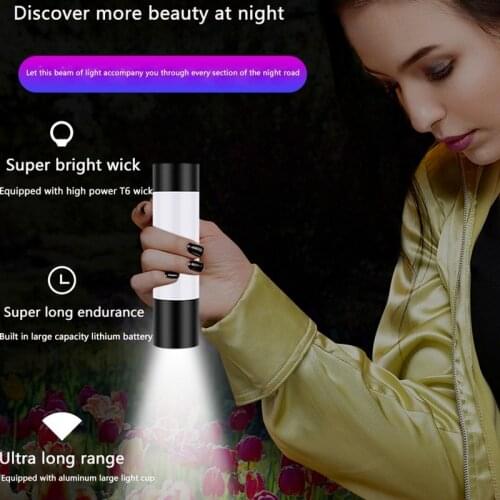 USB Rechargable Mini LED Flashlight 5 Lighting Mode Waterproof Torch Strong Magnetic Camping Lantern with Build In 18650 Battery