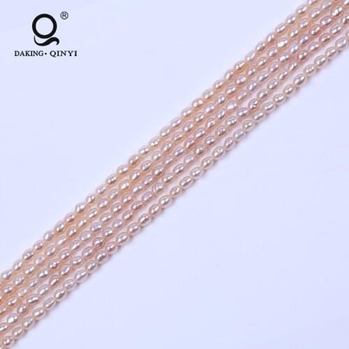 Fashion 2.5-3mm Rice Pearls Natural Pink Loose Freshwater Cultured Rice Pearls String