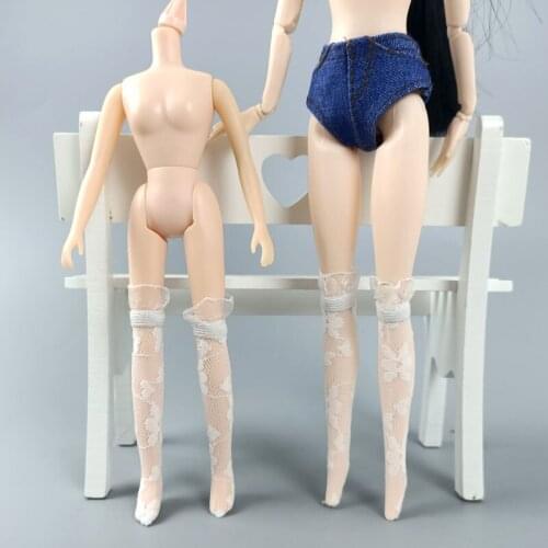 Fashion Princess White Floral Middle Tube Lace Socks for Barbie Doll Accessories Sock for Blythe Licca Dolls Kid DIY Toy 1/6