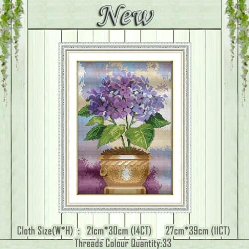 Purple floret diy painting flower counted print on the canvas DMC 11CT 14CT kits Chinese Cross Stitch embroidery needlework Sets