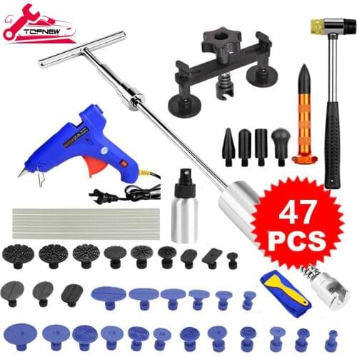 Paintless Dent Repair Tools Kit,Slide Hammer 2 in 1 T-Bar Tool with Hot Melt Glue Gun Glue Stick for Auto Body Dent Repair