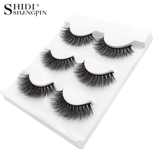 SHIDISHANGPIN 3 Pairs Mink Eyelashes Natural Long Eyelashes Fake Lashes Handmade False Eyelashes 3d Mink Lashes Cilios