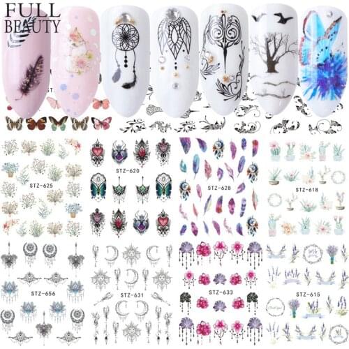 40pcs Nail Sticker Black Flower Water Transfer Decal Lace Dream Catcher Design Nail Art Slider Polish Decoration CHSTZ608-658