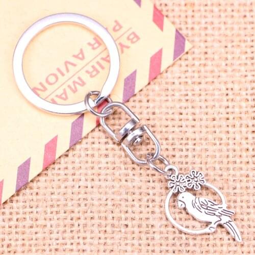 New Fashion Keychain 14x28mm bird parrot birdcage Pendants DIY Men Jewelry Car Key Chain Ring Holder Souvenir For Gift