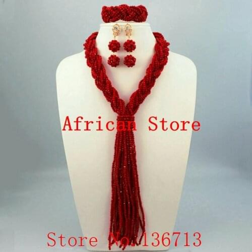 New Arrival African Beads Jewelry Set Fashion Nigerian Wedding African Beads Necklaces Earrings set Girls Womens Necklace R381