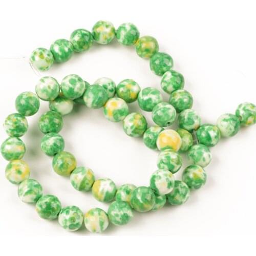 Wholesale Green Yellow Colorful Rain Flower Jaspers Loose Natural Stone Beads Needlework for Jewelry Making DIY Bracelet 8mm