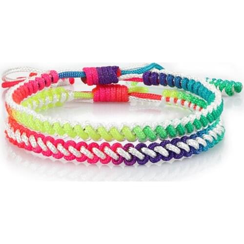 Handmade Weave Bracelet Fashion Rainbow Rope Knot Adjustable Lucky Charm Bracelets for Women Men Girl Jewelry Friendship Bangles