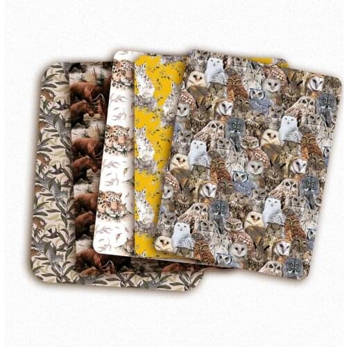 Polyester Cotton Fabric By The Meter Owl Pattern Printed Cloth Sheets For Sewing Dress Clothes Making DIY Crafts Supplies 45*145