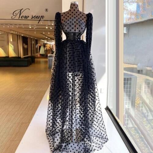 See Through Evening Dresses Saudi Arabic 2021 Black Prom Dresses Kaftans Dubai Celebrity Gowns Party Dress Vestidos De Fiesta