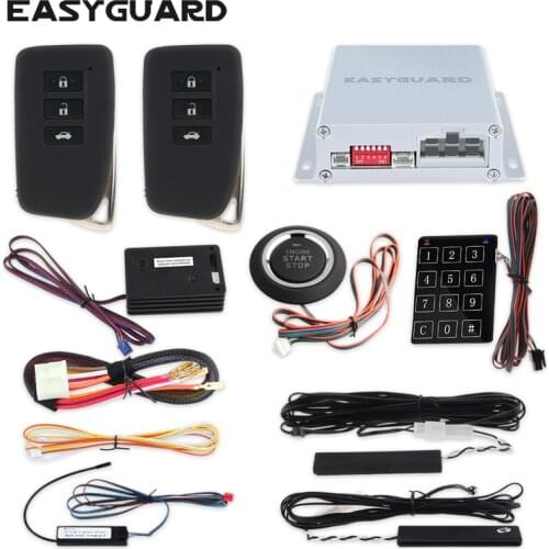 Easyguard top quality Smart key keyless entry car alarm system remote engine start stop push button start DC12V