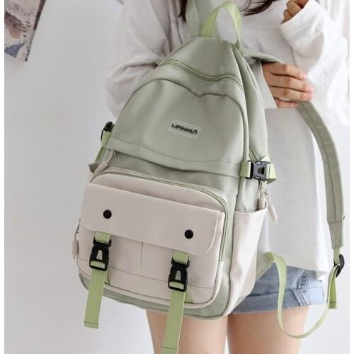 Japanese Work Clothes Womens Backpack for Girls Panelled Middle High School Bags for Teens Waterproof Women Backpack Luxury New