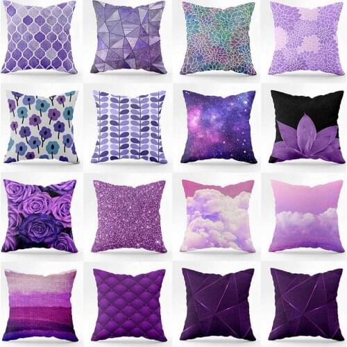 Purple Pattern Series Pillow Home Office Decoration Pillow Bedroom Sofa Car Cushion Cover