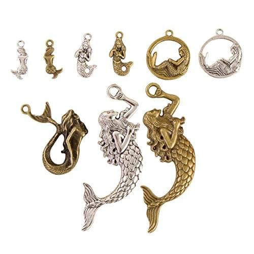 Mixed 20pcs Mermaid Charms Metal Big Beautiful Mermaid Charms For Bracelet Necklace Jewelry Making Findings HK120