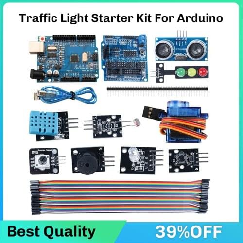 Starter Kit for Arduino UNO R3 CH340G board,Traffic light display ,SG90 servo,Jumper Wire,RGB LED with V5.0 shield for Arduino