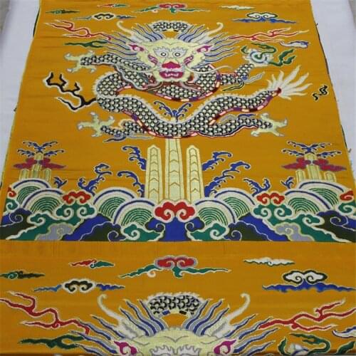 CF83 Dragon Embroidered Fabrics For Chinese Wedding Dress Jacquard Fabric Chinese Style Gift Package Decoration Patchwork Fabric