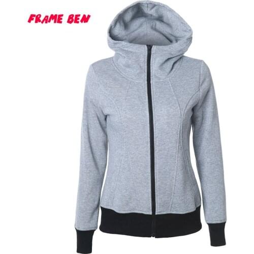FRAME BEN Autumn Women Hoodies Sweatshirts Ladies Tops Fashion Casual Long Sleeve Zipper Hooded Pockets Slim Hoodie