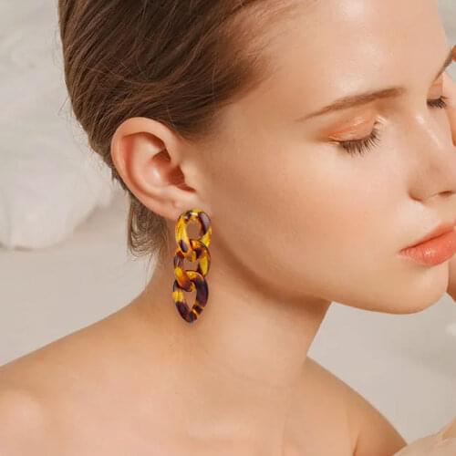 ZWC 2021 Amber Jade Acrylic Bohemia Earrings for Girls Women Birthday&Party Gift Jewelry Korean Earrings