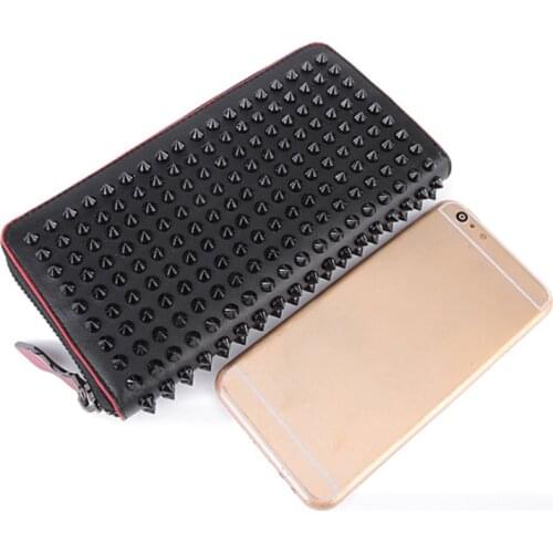 2021 Rivet Women Genuine Leather Wallet Leather Purse Fashion Long Wallet Clutch Bag Womens Handbags