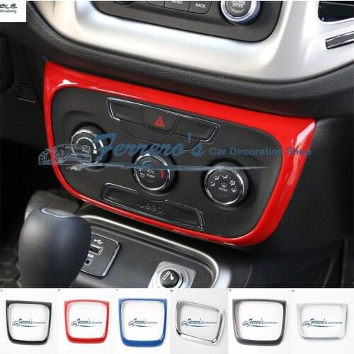 Free shipping 1pc ABS Chrome Car Accessories car stickers Air conditioning switch panel decoration Sequins for 2017 JEEP Compass
