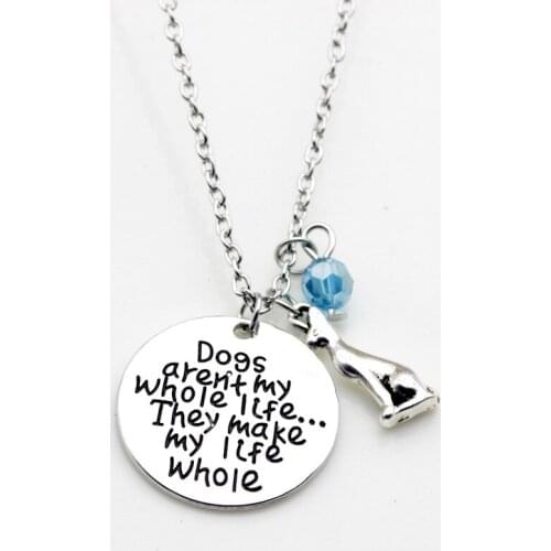 10PCS Simple Round Lettering Dogs aren't my whole... Dog Inspirational Necklace Jewelry For Women Gift Accessories