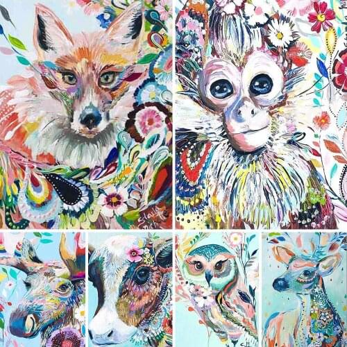 2020 MEIAN Cat 5D DIY Diamond painting Cross Animal dog cat Full Round Diamond mosaic Diamond embroidery Colorful owl deer