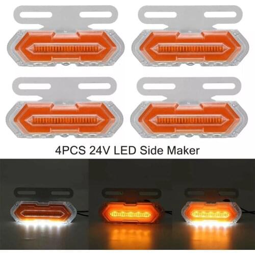 4Pcs 24V LED Car Truck Side Marker Light Car External Lights Square Warning Tail Light Signal Lamps Trailer Lorry