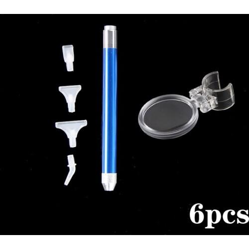 6pcs Diamond Painting Tool Luminous Point Drill Pen Magnifying Glass Luminous Lighting Sticker Drill Tool