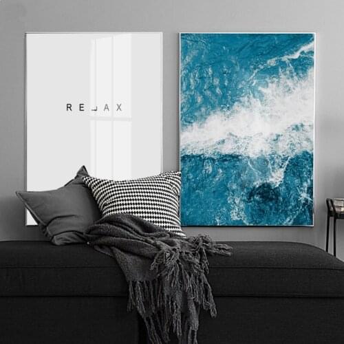 Modern RELAX Canvas Art Posters and Prints Nordic Wall Picture Sea Painting Home Decor for Living Room Decoration