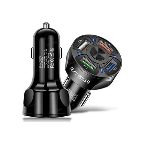 USB Car Charger Quick Charger 12V-24V 3A QC3.0 4 USB Fast Auto Charger Stable Current Output LED Light Mobile Phone Charger