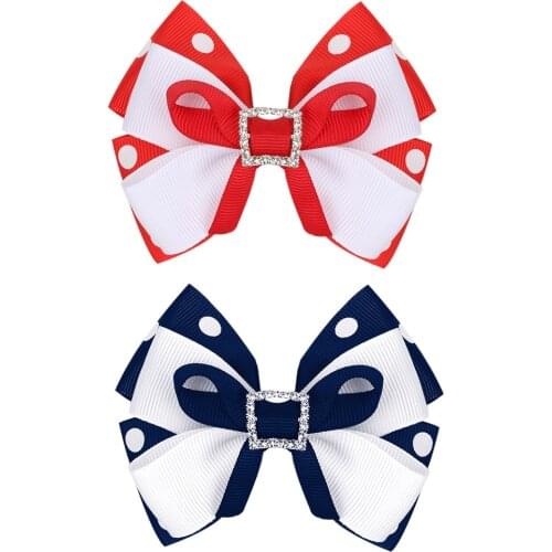 Boutique Handmade Colorful Solid Ribbon Grosgrain Hair Bow With Clips Grosgrain Hair Bow With Clips For Kids Hair Accessories