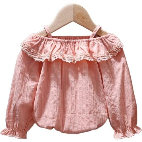 Girls Blouses Clothes Baby Hollow Collar Autumn Tees Toddler Infant Pure Color Tops 1-6 Years Kids Cotton Clothes