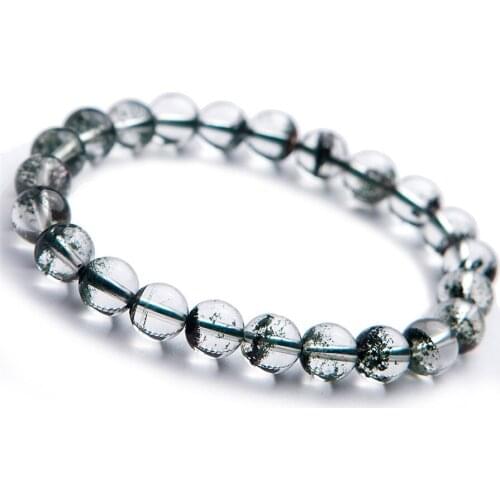 Genuine Green Natural Phantom Quartz Bracelets Women Female Stretch Healing Crystal Round Bead Natural Stone Bracelet 8.5mm