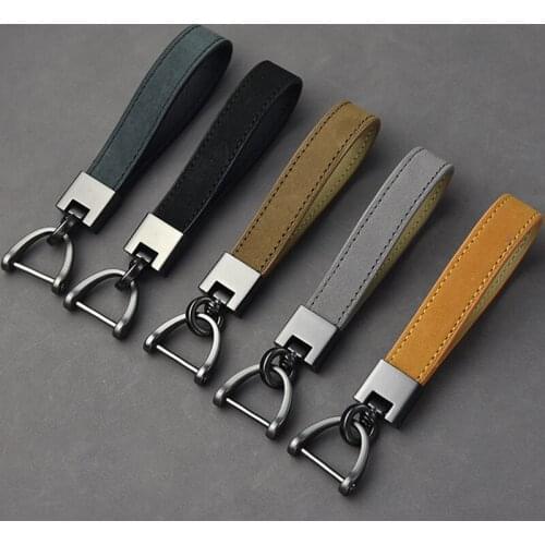 High Quality Genuine Leather Rope Keychain Mens Horseshoe Buckle Rings Couple Auto Jewelry Detachable Metal Luxury Business Gift