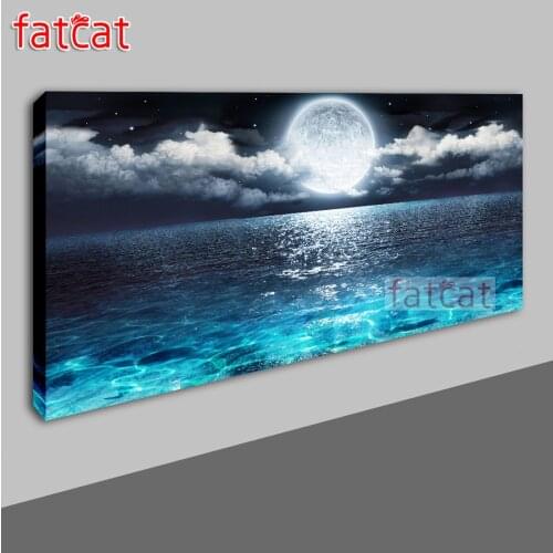 FATCAT Moon calm sea Large Diy Diamond Painting Full square round drill 5d Diamond Embroidery Kits wall Decoration AE2925