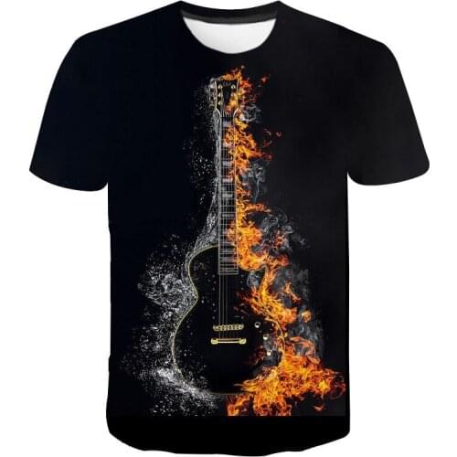 New Summer Music Guitar Cartoon Printed 3D T-shirt Men Women Children Cool Tee Tops Male Streetwear Cool T Shirts Boy Girl Kids