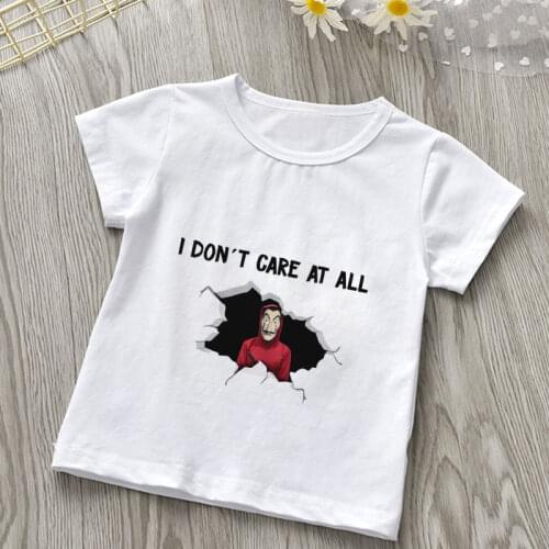 Boy T Shirts For Children Red Man I Don't Care At All Printed Girls Tshirt Round Neck Cool Kids Tops Leisure Harajuku bal822