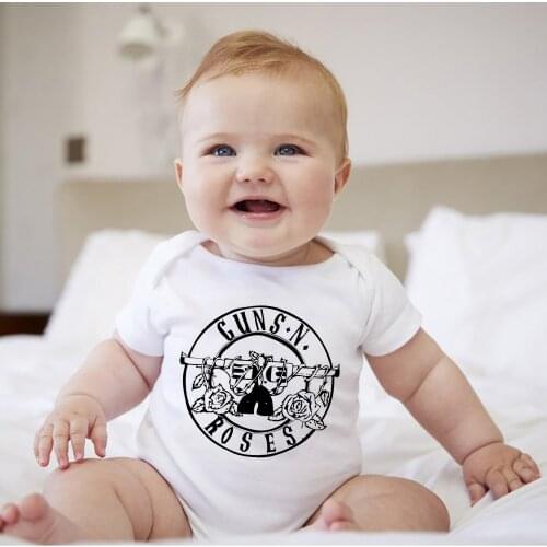 Guns N' Roses Baby Boys Rock Clothes Hipster Harajuku Newborn Baby Bodysuit Punk Streetwear Infant Romper Tattoo Baby Onesie