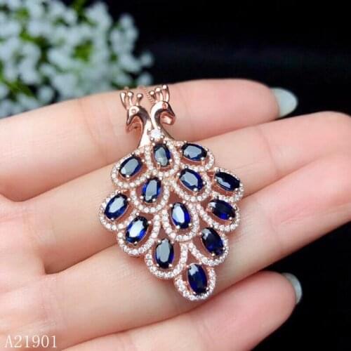 KJJEAXCMY boutique jewels 925 sterling silver inlaid natural sapphire tourmaline lady Pendant Necklace support detection