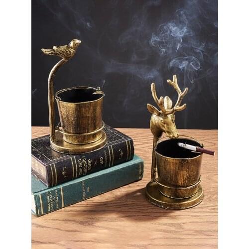 Creative crafts decorative ashtray cast iron stove home garden metal mortar bar flower deer mortar modelling home decoration