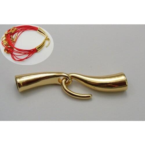 5 Sets Gold Tone Alloy Hook & Eye Clasp Glue in End Caps Fit 6mm Cords