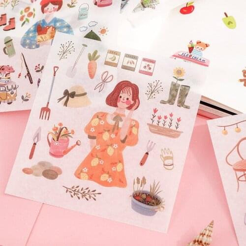 Cute Travel Decorative Scrapbooking Stickers Paper DIY Kawaii Flower Diary Journal Sticker Korean Stationery School Supplies