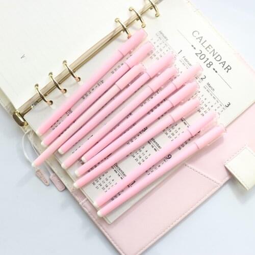 Cute pink color school student gel pens stationery supplies,candy Kawaii Korean kids gel pens set,2 pcs,0.5mm refills